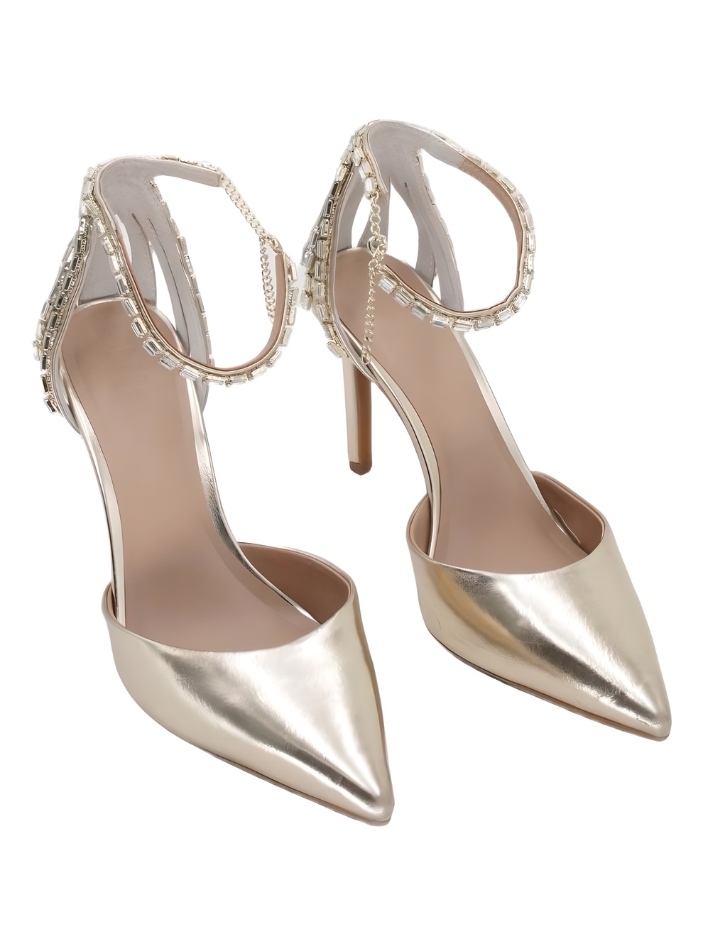 I.N.C. International Concepts Shanni Gold Pointed Toe Ankle Strap Pumps Size 8M